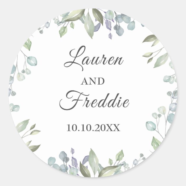 Sticker Rond Aquarelle Lilac Mariage floral Favoriser (Devant)