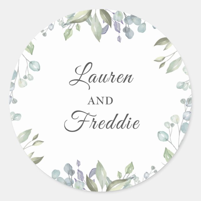 Sticker Rond Aquarelle Lilac Mariage floral Favoriser (Devant)
