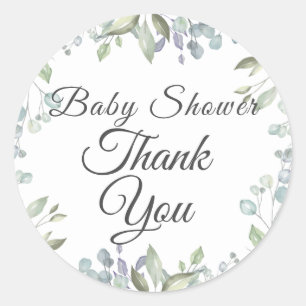 Sticker Rond Aquarelle Lilac Merci de Baby shower Floral