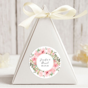 Sticker Rond Aquarelle Lush Blush rose Mariage Floral