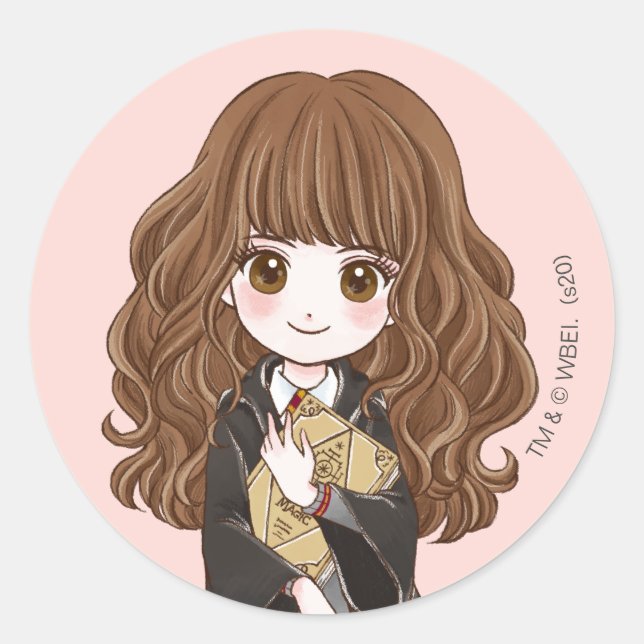 Sticker Rond Aquarelle magique Hermione Granger (Devant)