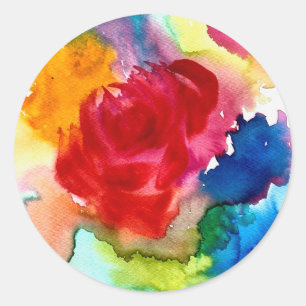 Sticker Rond Aquarelle magnifique art rose abstrait