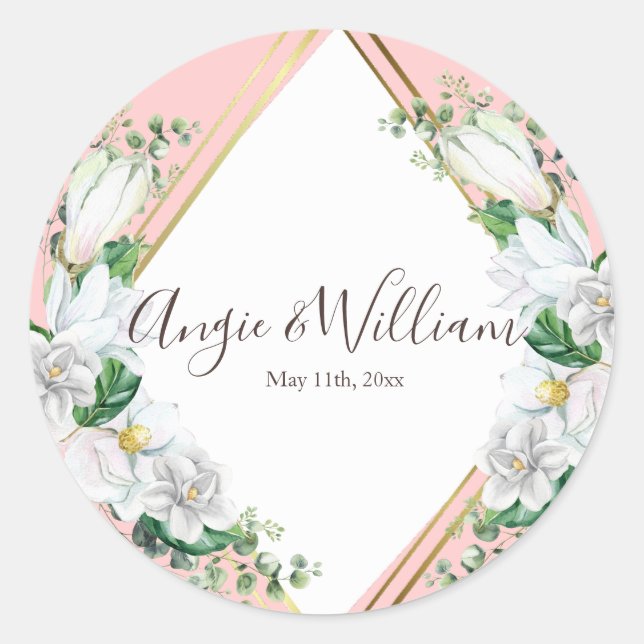 Sticker Rond Aquarelle Magnolia Blush (Devant)
