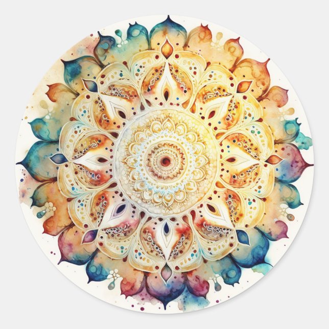 Sticker Rond Aquarelle Mandala (Devant)