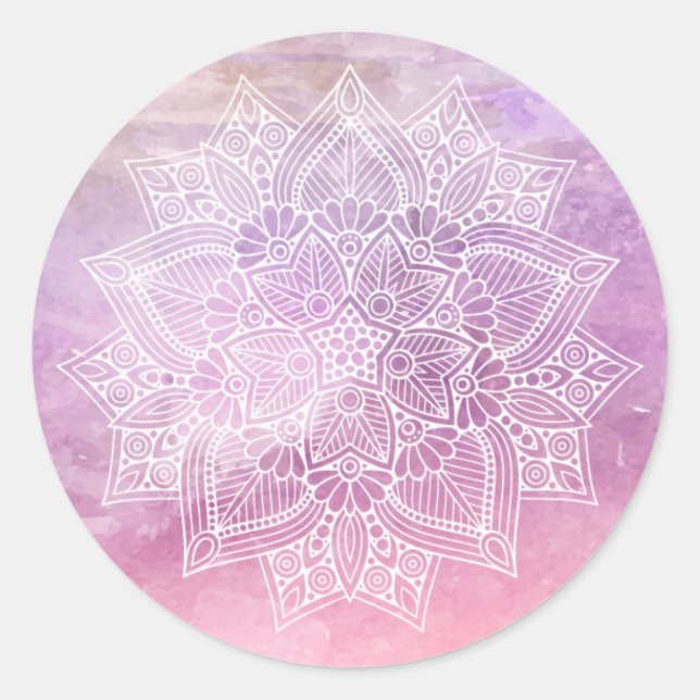 Sticker Rond Aquarelle Mandala Guérison Holistique & Spirituel (Devant)