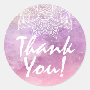 Sticker Rond Aquarelle Mandala Merci de guérison holistique