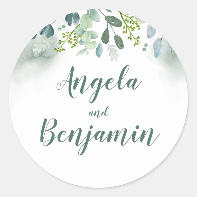 Sticker Rond Aquarelle Mariage de verdure (Devant)