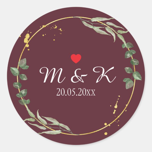 Sticker Rond Aquarelle Mariage de verdure (Devant)