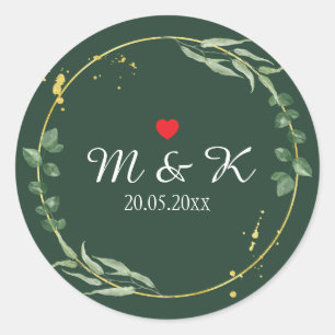 Sticker Rond Aquarelle Mariage de verdure