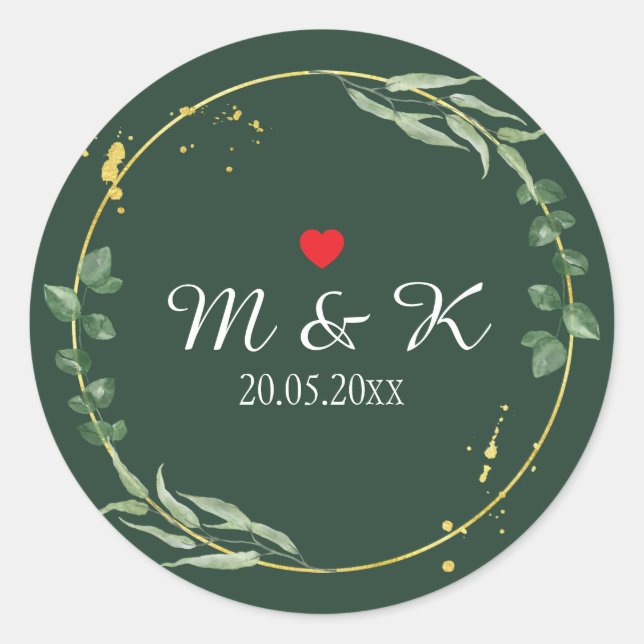 Sticker Rond Aquarelle Mariage de verdure (Devant)