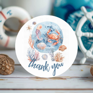 Sticker Rond "Aquarelle marine Coral Reef Delties