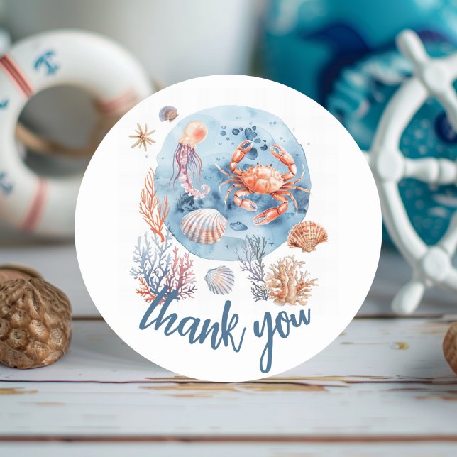 Sticker Rond "Aquarelle marine Coral Reef Delties (Créateur téléchargé)