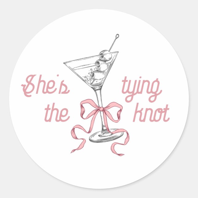 Sticker Rond Aquarelle Martini Pink Bow Attache Le noeud (Devant)