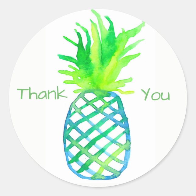 Sticker Rond Aquarelle Merci ananas (Devant)