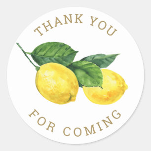 Sticker Rond Aquarelle Merci citron   Baby shower Citrus