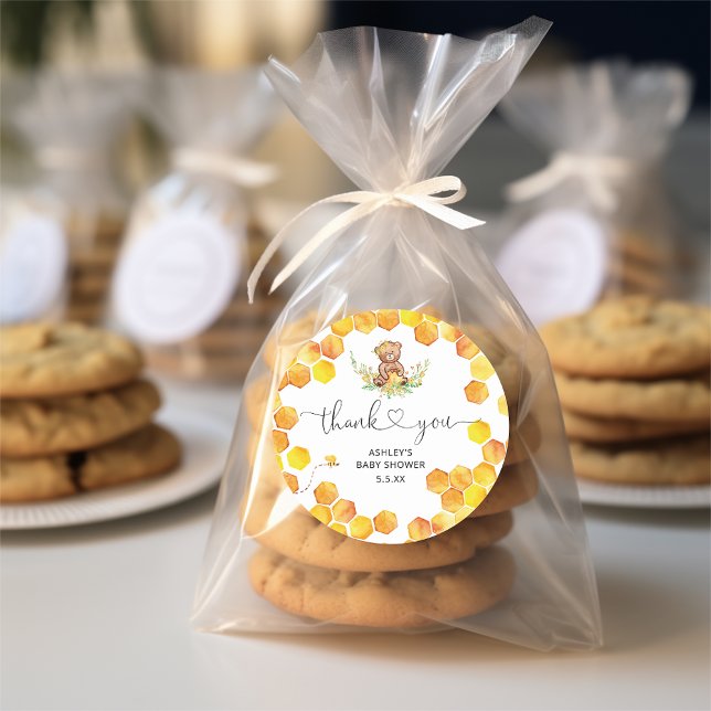 Sticker Rond Aquarelle miel ours merci (Créateur téléchargé)