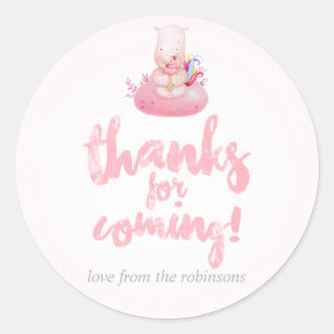 Sticker Rond Aquarelle mignonne Rhino Unicorn Baby Girl Douche