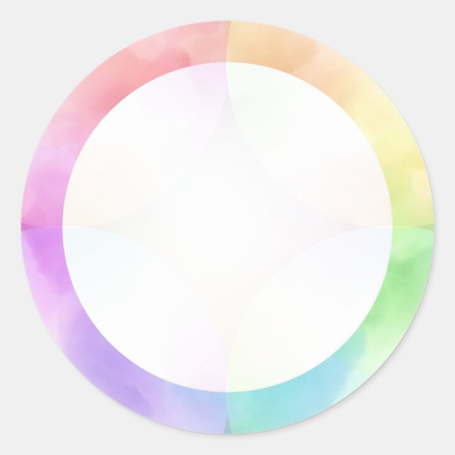 Sticker Rond Aquarelle moderne Art tendance Élégant Blanc (Devant)