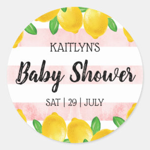Sticker Rond Aquarelle moderne Baby shower citronnier