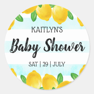 Sticker Rond Aquarelle moderne Baby shower citronnier