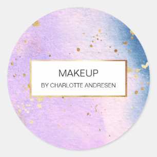 Sticker Rond Aquarelle moderne Blau Pink Gold