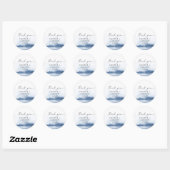 Sticker Rond Aquarelle moderne | Blue Merci Wedding Favor (Feuille)