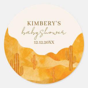 Sticker Rond Aquarelle moderne Boho Desert Cactus Baby shower