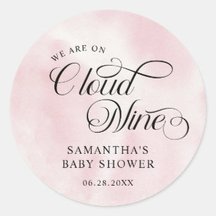 Sticker Rond Aquarelle moderne Cloud rose Neuf Baby shower