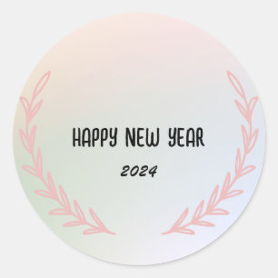 Sticker Rond Aquarelle moderne dégradante florale Bonne année