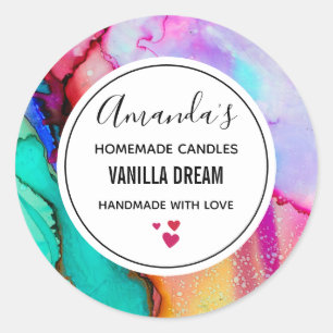 Sticker Rond Aquarelle moderne en marbre Abstrait