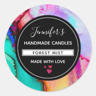 Sticker Rond Aquarelle moderne en marbre Abstrait