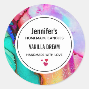 Sticker Rond Aquarelle moderne en marbre Abstrait