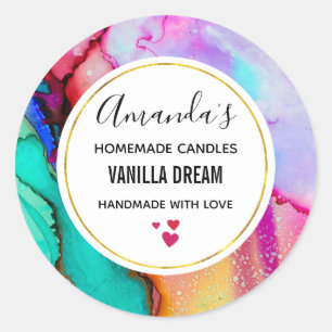 Sticker Rond Aquarelle moderne en marbre Abstrait