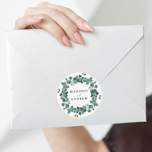 Sticker Rond Aquarelle moderne Eucalyptus Mariage de verdure