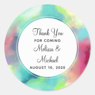 Sticker Rond Aquarelle moderne Green & Red Space Nebula