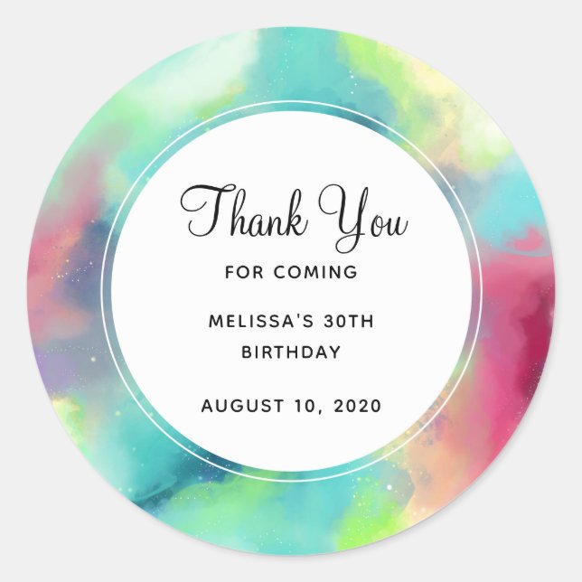 Sticker Rond Aquarelle moderne Green & Red Space Nebula (Devant)