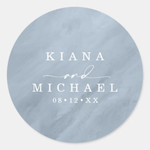 Sticker Rond Aquarelle moderne Mariage Dusty Blue ID816