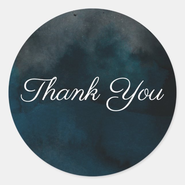 Sticker Rond Aquarelle moderne Moody Blue Chic Wedding Favorise (Devant)