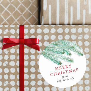 Sticker Rond Aquarelle moderne Pine Boughs Festif Noël