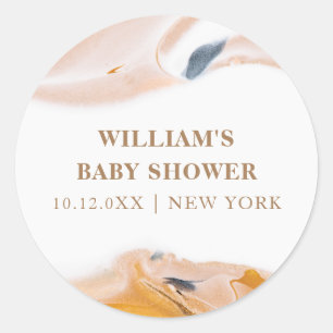 Sticker Rond Aquarelle moderne rustique Baby shower Abstrait