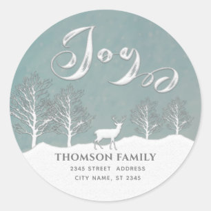 Sticker Rond Aquarelle moderne Scène hivernale Joie Vacances