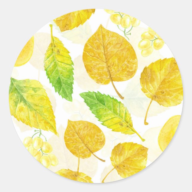 Sticker Rond Aquarelle motif d'automne (Devant)