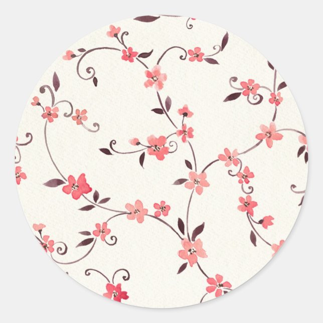 Sticker Rond Aquarelle motif sans couture avec ressort stylisé (Devant)