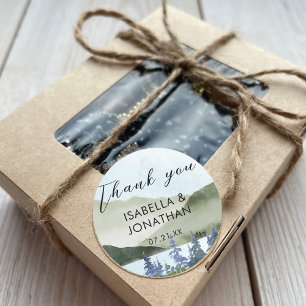 Sticker Rond Aquarelle Nature Paysage Lac Merci Favoriser