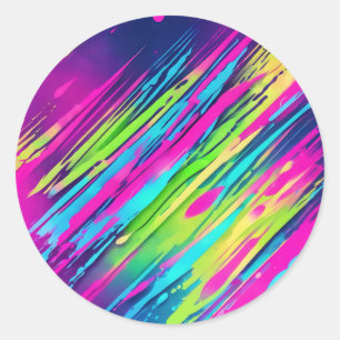Sticker Rond Aquarelle Neon Vibrant
