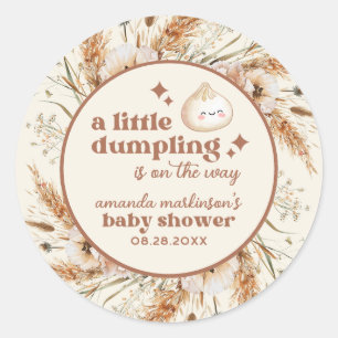 Sticker Rond Aquarelle neutre Petit Baby shower Bao à dumping
