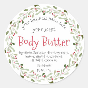 Sticker Rond aquarelle noël couronne de beurre