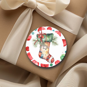 Sticker Rond Aquarelle Noël Stocker avec Pois