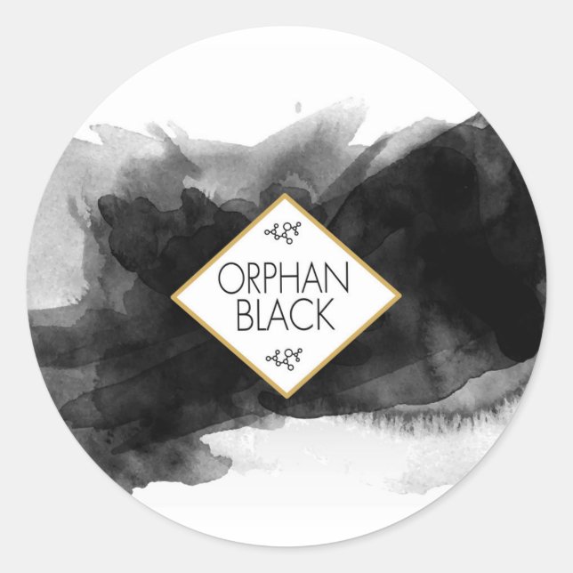 Sticker Rond Aquarelle noire noire orpheline (Devant)