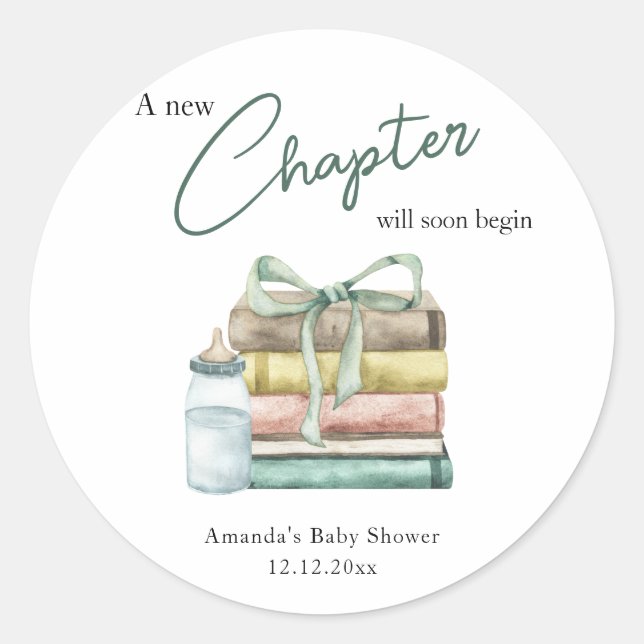 Sticker Rond Aquarelle Nouveau Baby shower de chapitre (Devant)